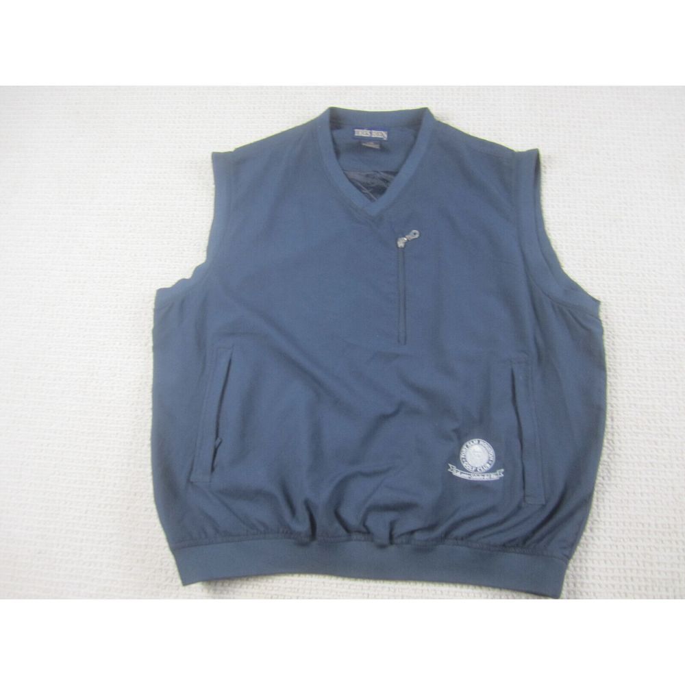Tres‎ Bien Jacket Mens XL Blue Vest Windbreaker Polyester Zip Up V-Neck